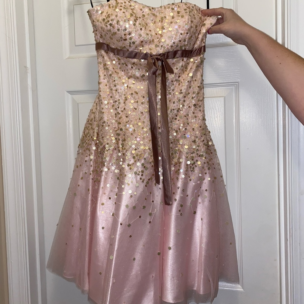 Beautiful baby pink and champagne formal dress! Worn once!